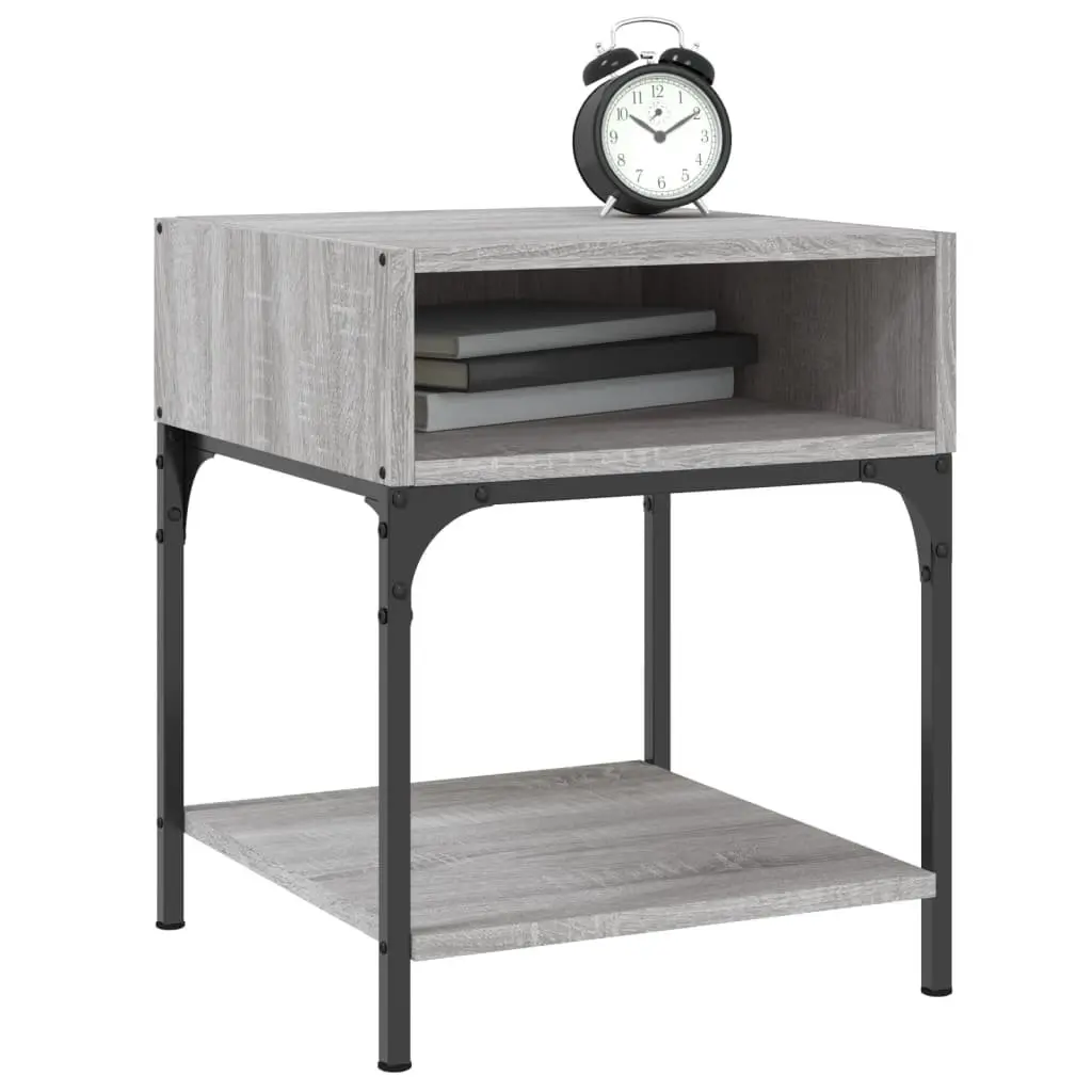 Bedside Tables Convenience Feature 40x41x50 cm Grey Engineered Wood 2 Piece
