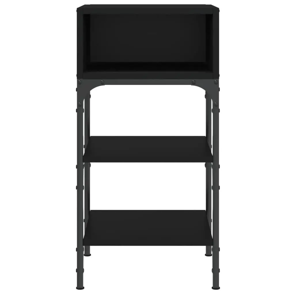 Bedside Table Storage Cabinet Adjustable Feet Black 35x34.5x70cm Engineered Wood