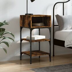 Bedside Table Brown Engineered Wood Cabinet Storage Night Stand 35x34.5x70cm