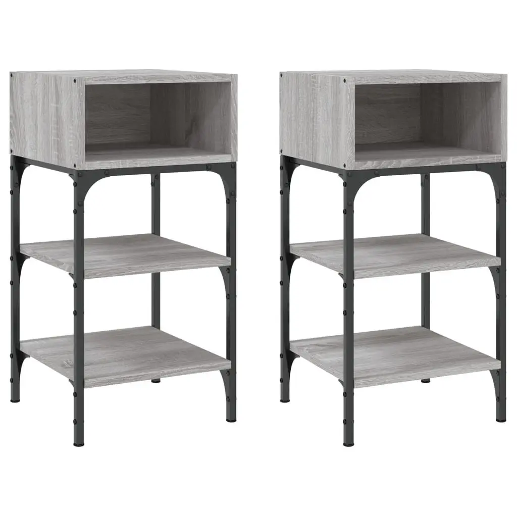 Bedside Tables Convenience Feature 35x34.5x70 cm Grey Sonoma 2 pcs Engineered Wood Nightstand