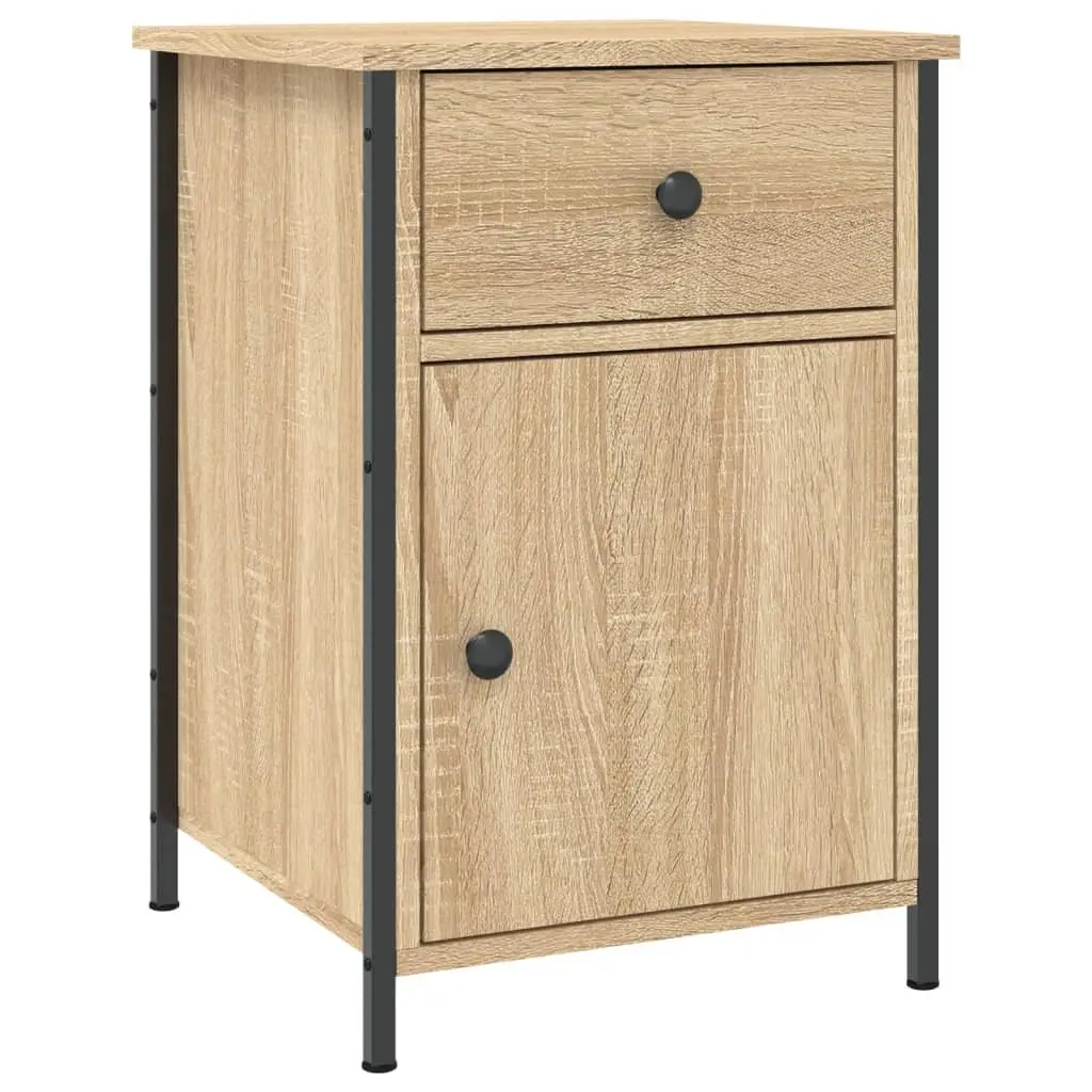 Bedside Cabinet Storage Organiser 2 Piece Brown Engineered Wood