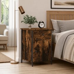 Brown Engineered Wood Bedside Cabinet Nightstand 40x42x60 cm