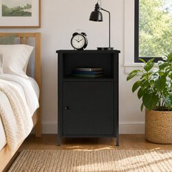 Black Bedside Cabinet with Iron Frame 40x42x60 cm