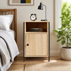Functional Brown Bedside Cabinet with Engineered Wood 40x42x60cm