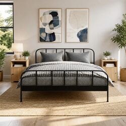 Brown Engineered Wood Nightstands with Iron Frame