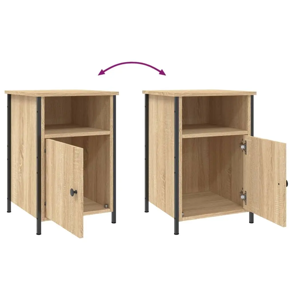 Bedside Cabinets Storage Organiser 2 Piece Brown Engineered Wood