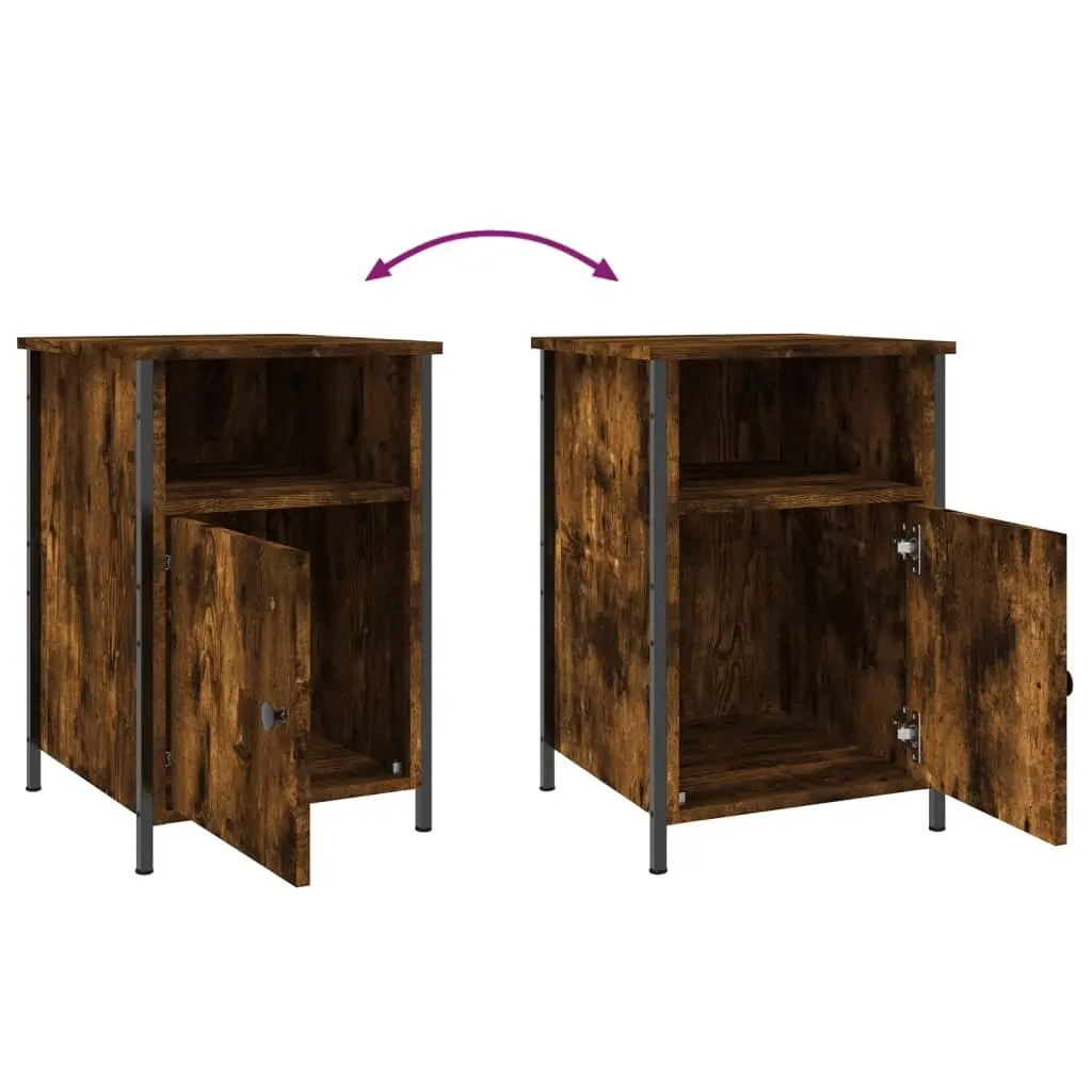 Bedside Cabinet Storage 40x42x60cm Engineered Wood Smoked Oak 2 Piece