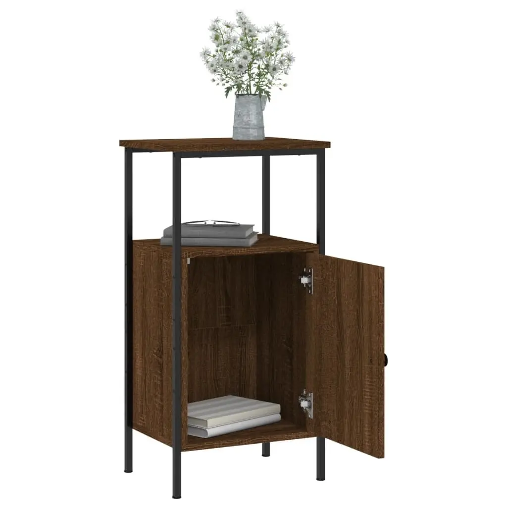Bedside Cabinets Industrial Style Storage 41x31x80cm Brown Oak 2 Piece