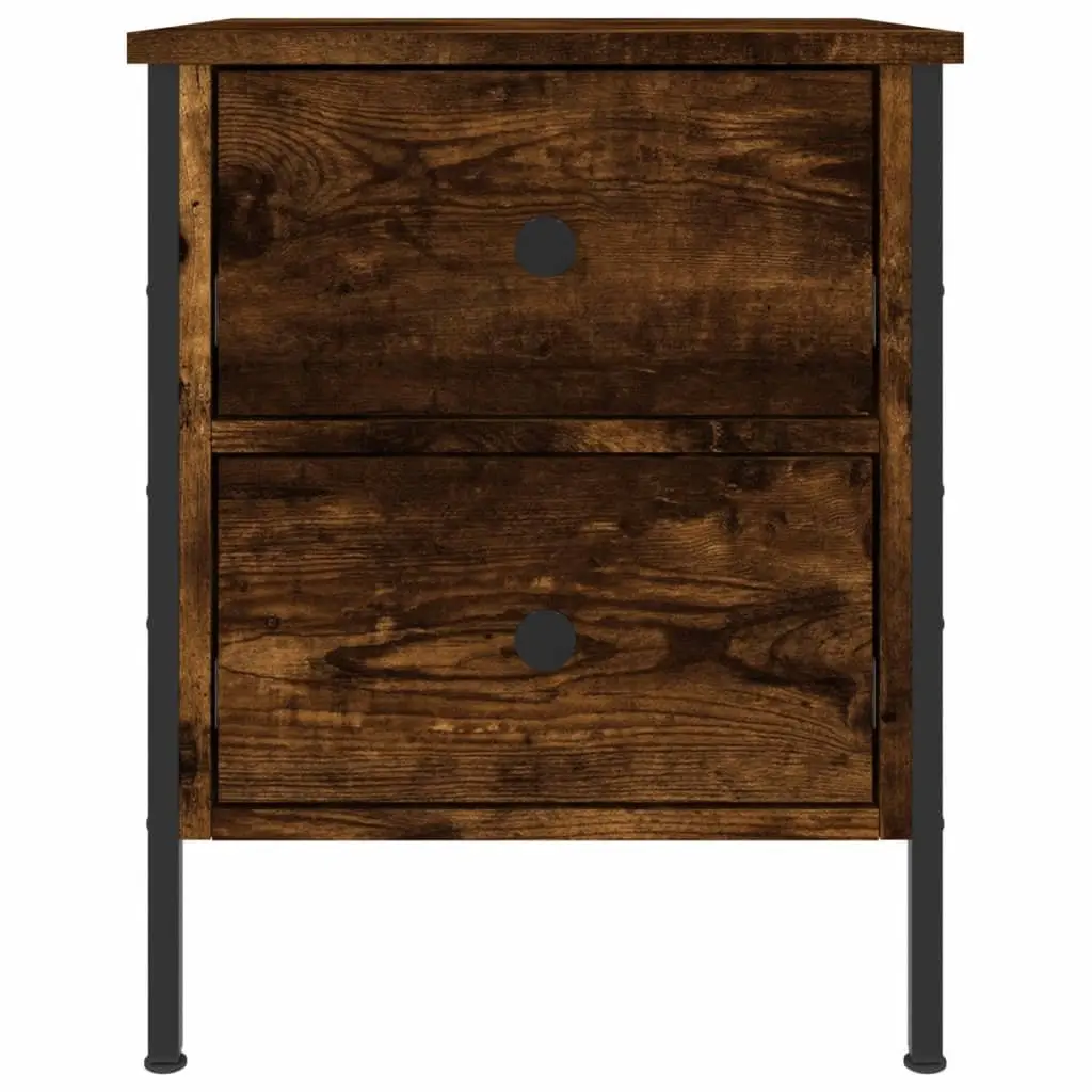 Bedside Cabinets Industrial Style 2 pcs Brown Engineered Wood Side Table with Drawers