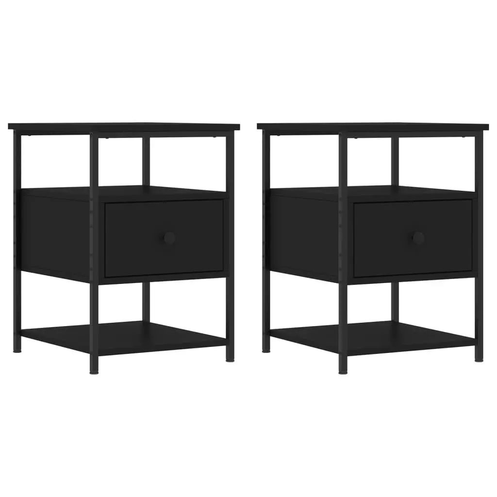 Storage Bedside Tables Black 40x42x56 cm Set of 2