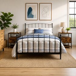 Engineered Wood Bedside Cabinets with Iron Frame