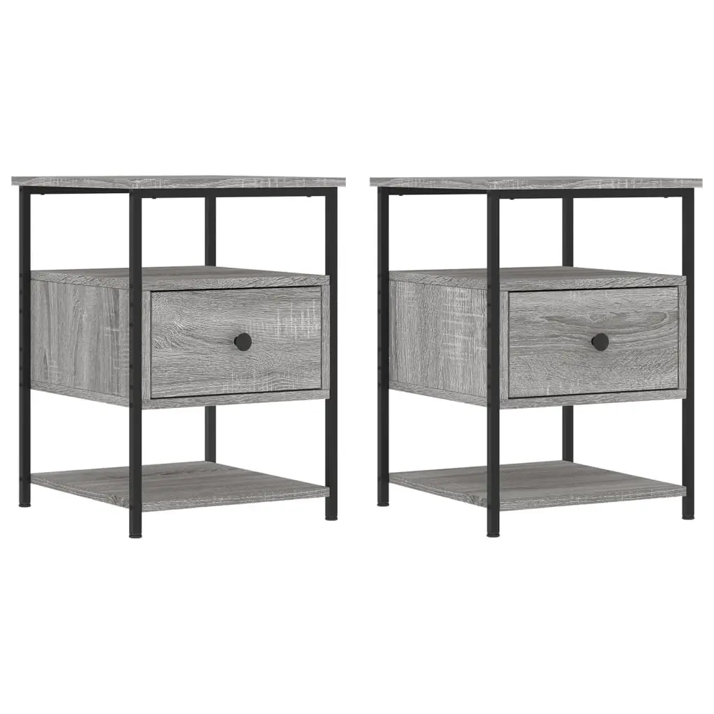 Bedside Tables Compact Storage 40x42x56 cm Grey 2 pcs