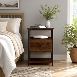 Compact Bedside Cabinet in Brown Oak 40x42x56 cm