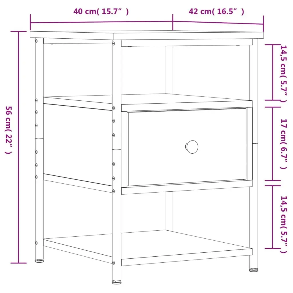 Bedside Cabinets Compact Storage 40x42x56cm Brown Oak 2pcs