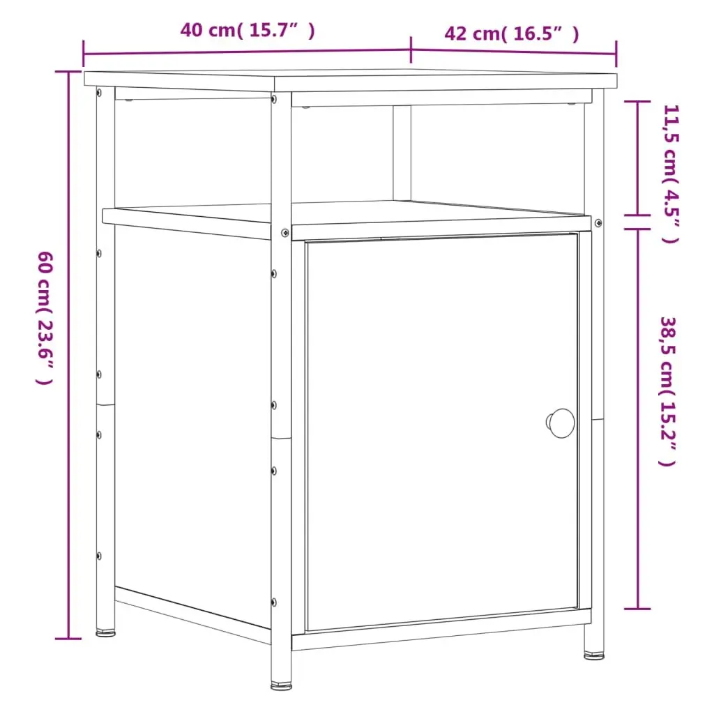 Bedside Cabinets Compact Storage 2 Piece Black Engineered Wood