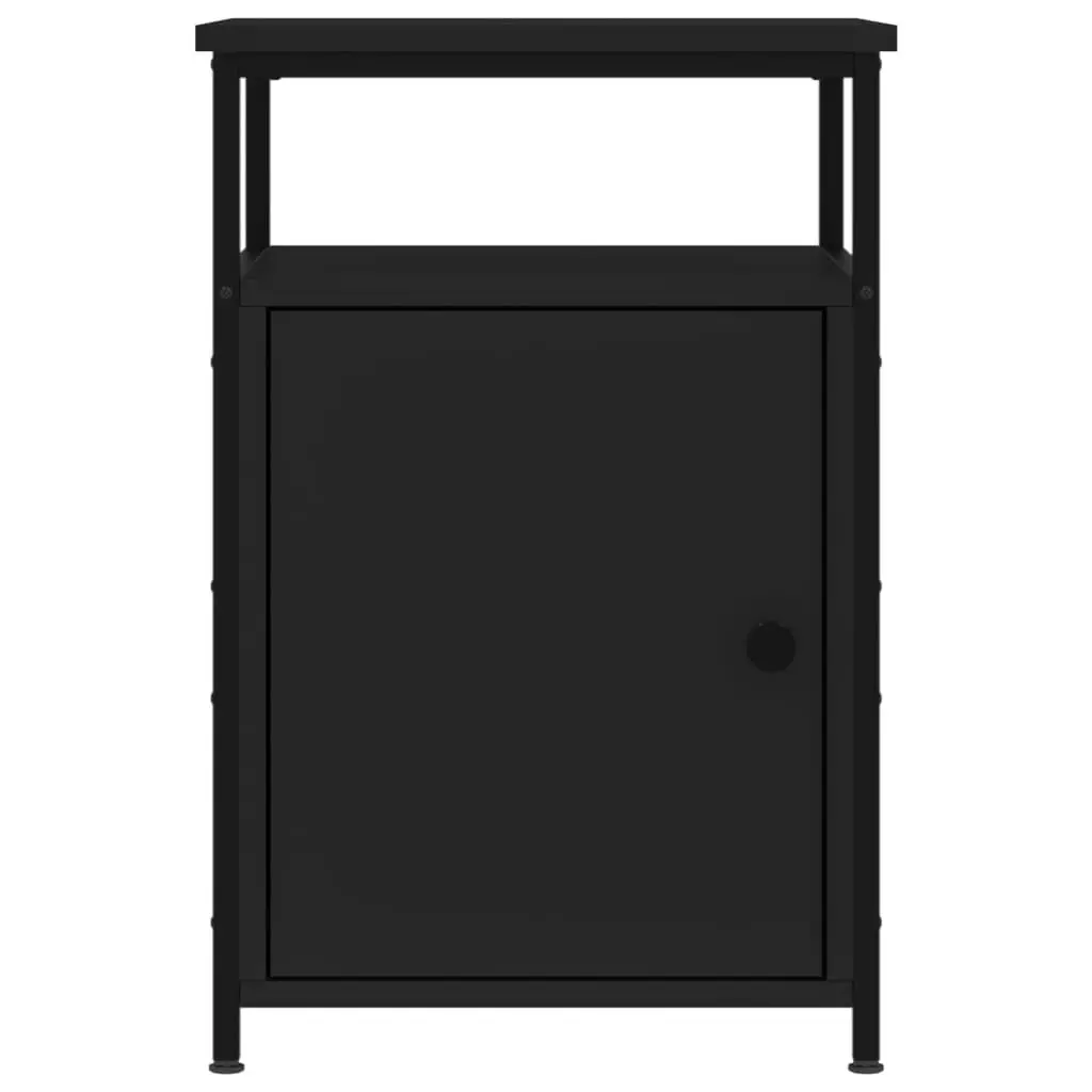 Bedside Cabinets Compact Storage 2 Piece Black Engineered Wood