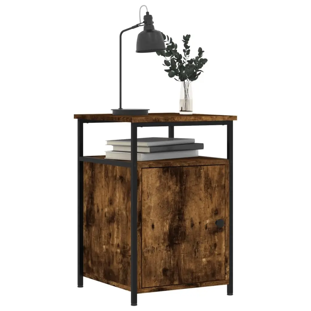Bedside Cabinet Engineered Wood Adjustable Feet 40x42x60cm Smoked Oak