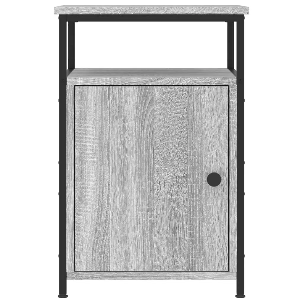 Bedside Cabinets Compact Storage Tables Grey Sonoma Engineered Wood 2 Piece