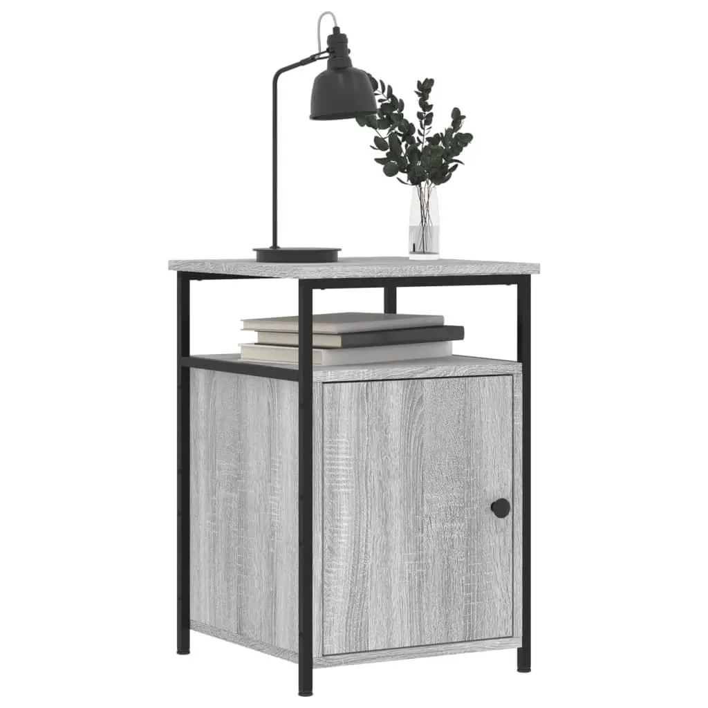 Bedside Cabinets Compact Storage Tables Grey Sonoma Engineered Wood 2 Piece