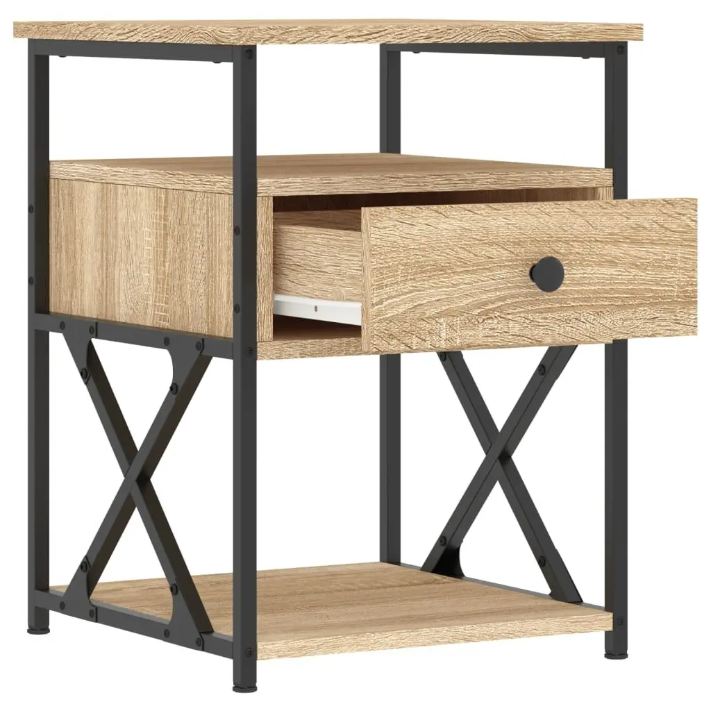 Bedside Cabinets 2 Piece Engineered Wood Storage Nightstands Brown