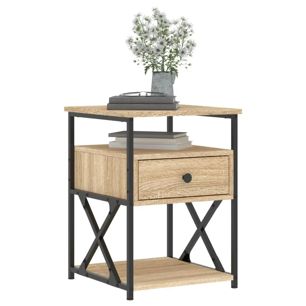 Bedside Cabinets 2 Piece Engineered Wood Storage Nightstands Brown