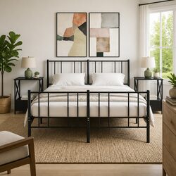 Industrial Black Bedside Tables 50x41x65 cm, 2 pcs