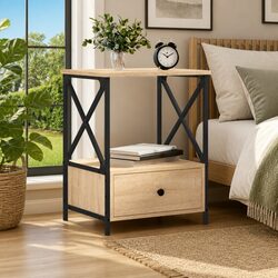 Modern Sonoma Oak Bedside Table Enhancing Room Design