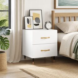 Functional White Bedside Cabinet with Drawers