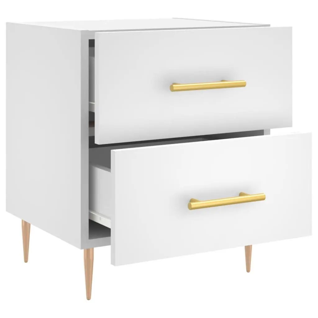Bedside Table Engineered Wood Storage White 40 x 35 x 47.5 cm