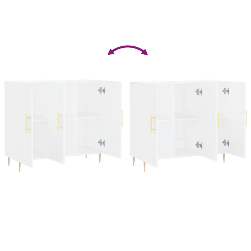 Sideboard Modern Storage Cabinet White 90x34x80 cm Engineered Wood Metal Legs