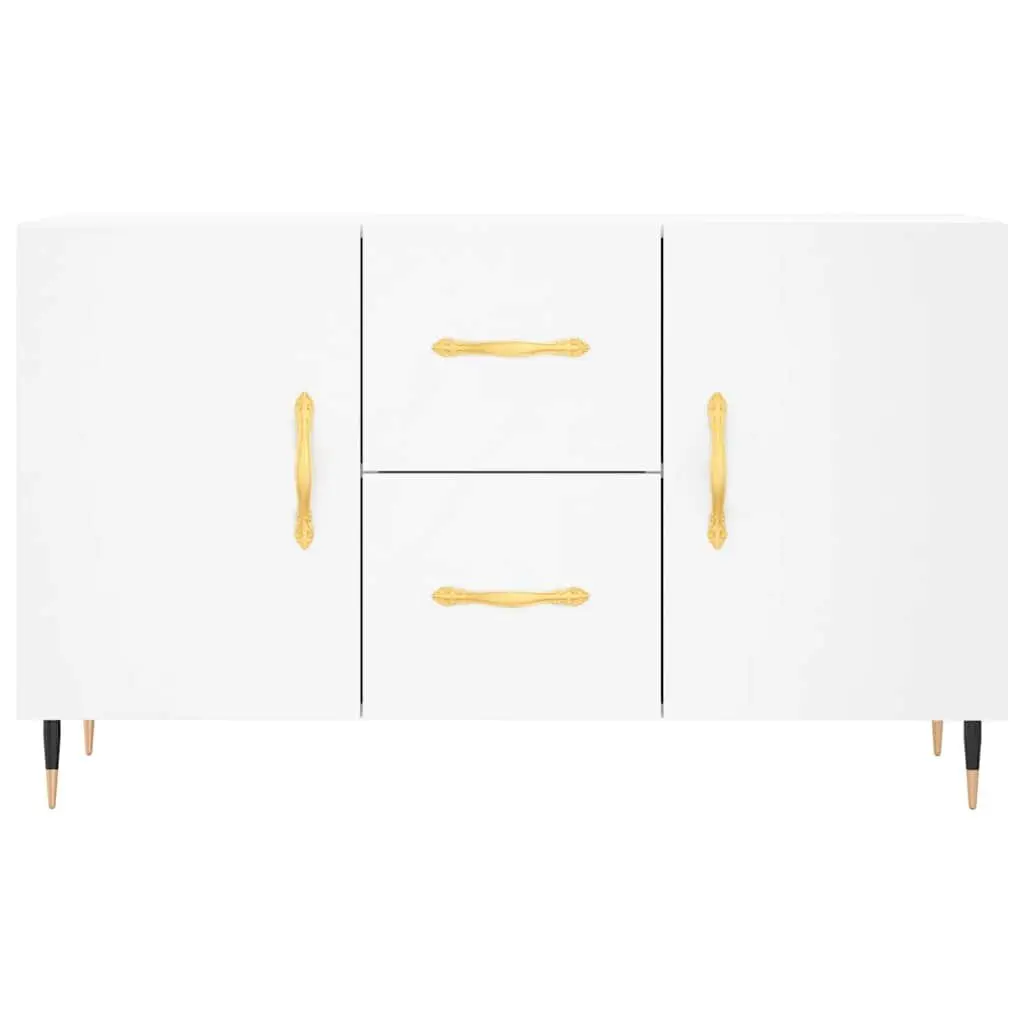 White Sideboard Storage Cabinet with Metal Legs Engineered Wood 100x36x60cm