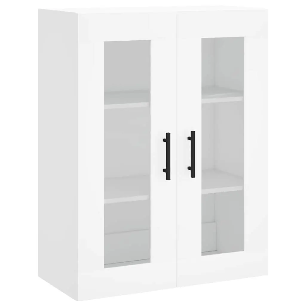 Wall Mounted Cabinet Space Saving White Storage Glass Door 69.5 x 34 x 90 cm