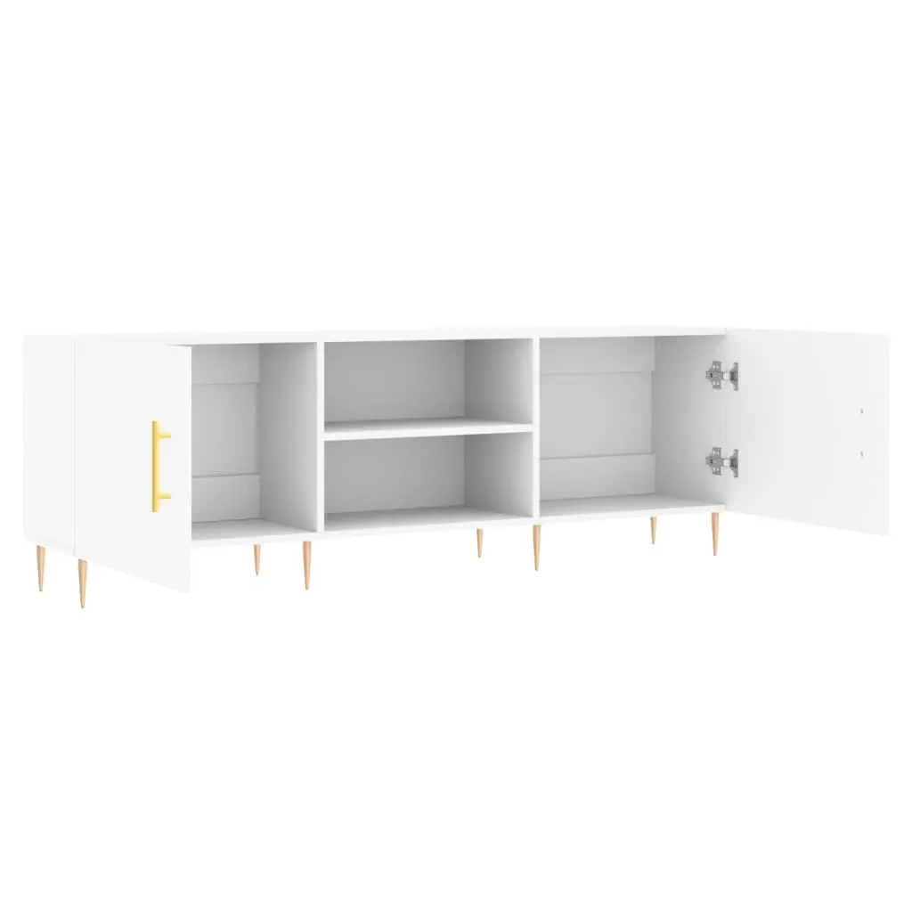 White Engineered Wood TV Stand Storage Unit with 4 Compartments 150cm x 30cm x 50cm