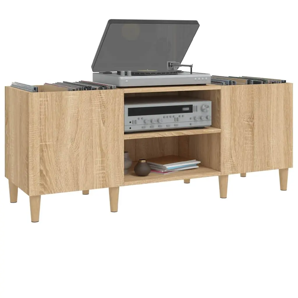 Record Cabinet Storage Vinyl LP Organizer Engineered Wood Brown Sonoma Oak