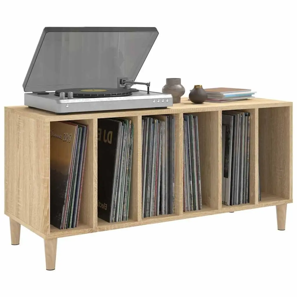 Record Storage Cabinet Engineered Wood Ample Storage Brown