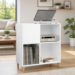 White Vinyl LP Storage Cabinet with Engineered Wood Design