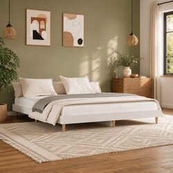 Engineered Wood King Bed Frame 183x203cm White