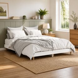 Bed Frame in White 135x190 cm Engineered Wood
