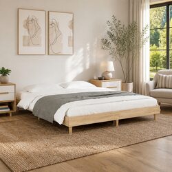 Engineered Wood Bed Frame Sonoma Oak 135x190 cm