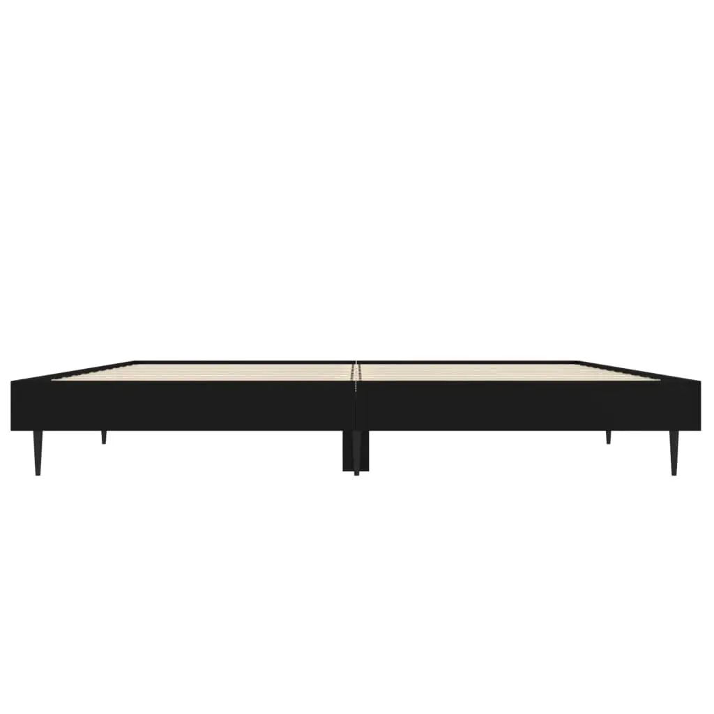 Bed Frame Comfort Black 135x190 cm Engineered Wood Slatted Base Metal Legs