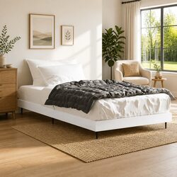 90x190 cm Bed Frame in White Engineered Wood