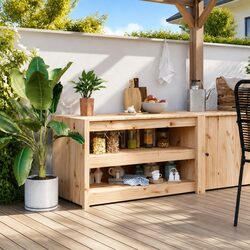 Modular Brown Wooden Outdoor Kitchen Cabinet Specifications