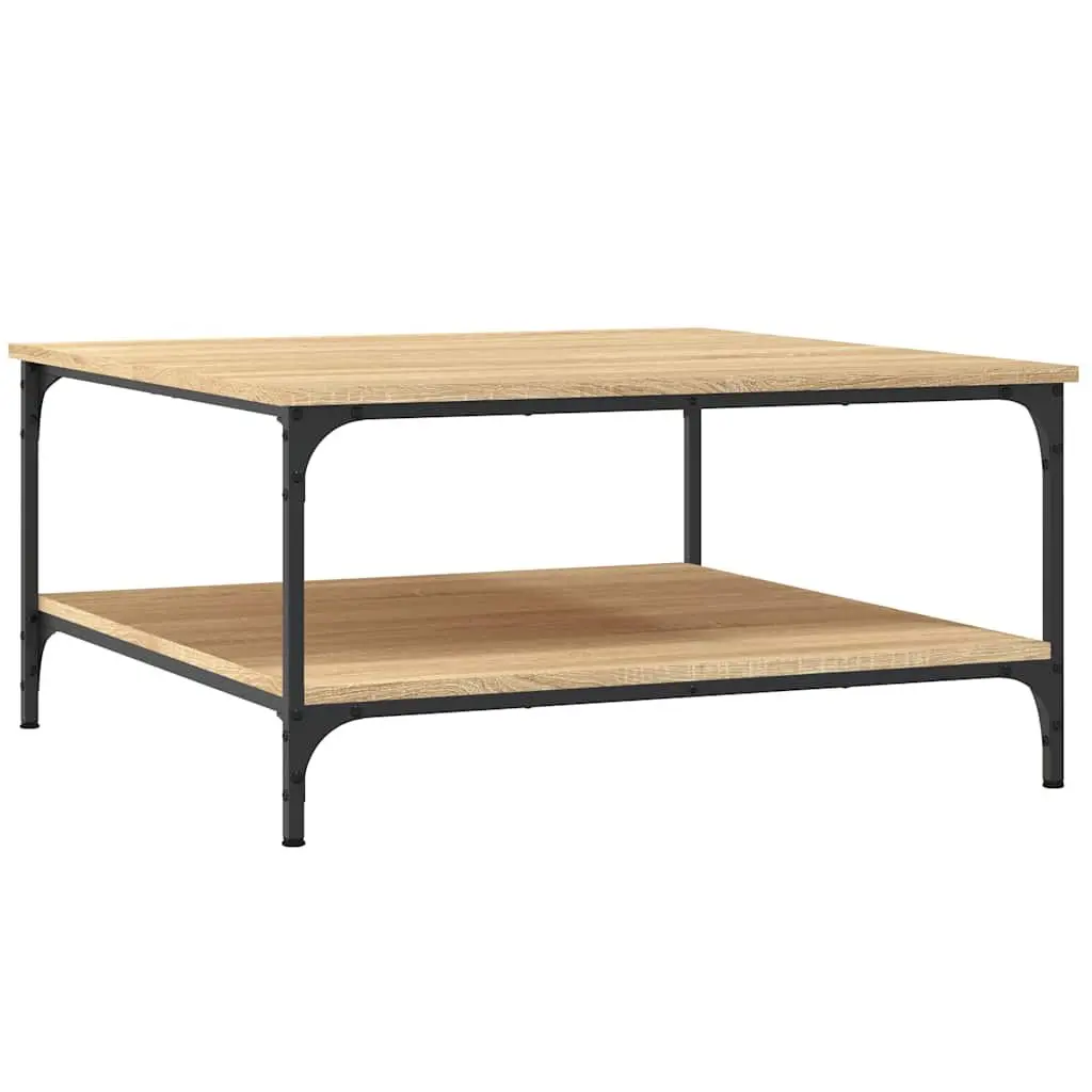 Coffee Table with Storage Shelves Brown Engineered Wood 80 x 80 x 40 cm