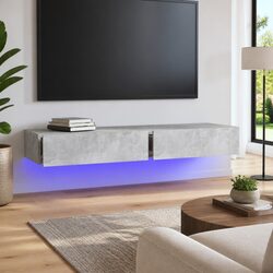RGB LED TV Cabinet with Two Storage Drawers in Grey