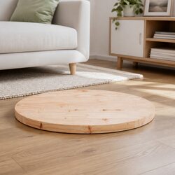 Round Table Top 60cm Ø Solid Pine Wood Brown Surface