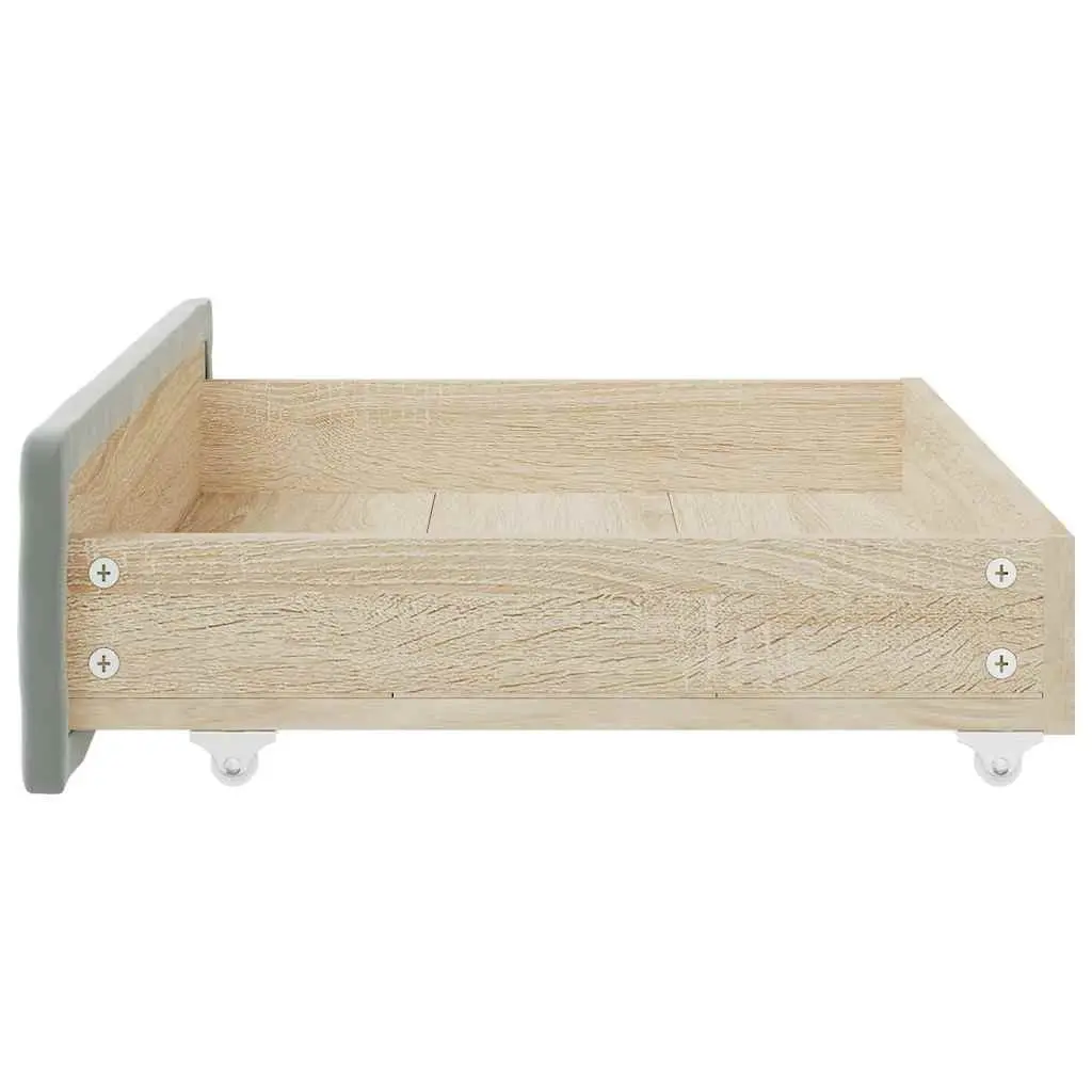 Under Bed Storage Drawers 2 pcs Grey Engineered Wood Velvet Wheels Bedroom