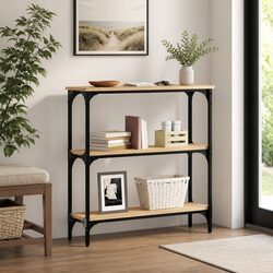 Console Table with Metal Frame 75x22.5x75 cm in Sonoma Oak