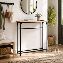 Console Table with Metal Frame and Engineered Wood