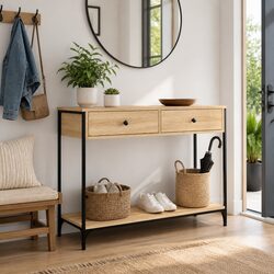 Engineered Wood Console Table with Metal Frame