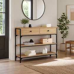 Engineered Wood Console Table with Metal Frame